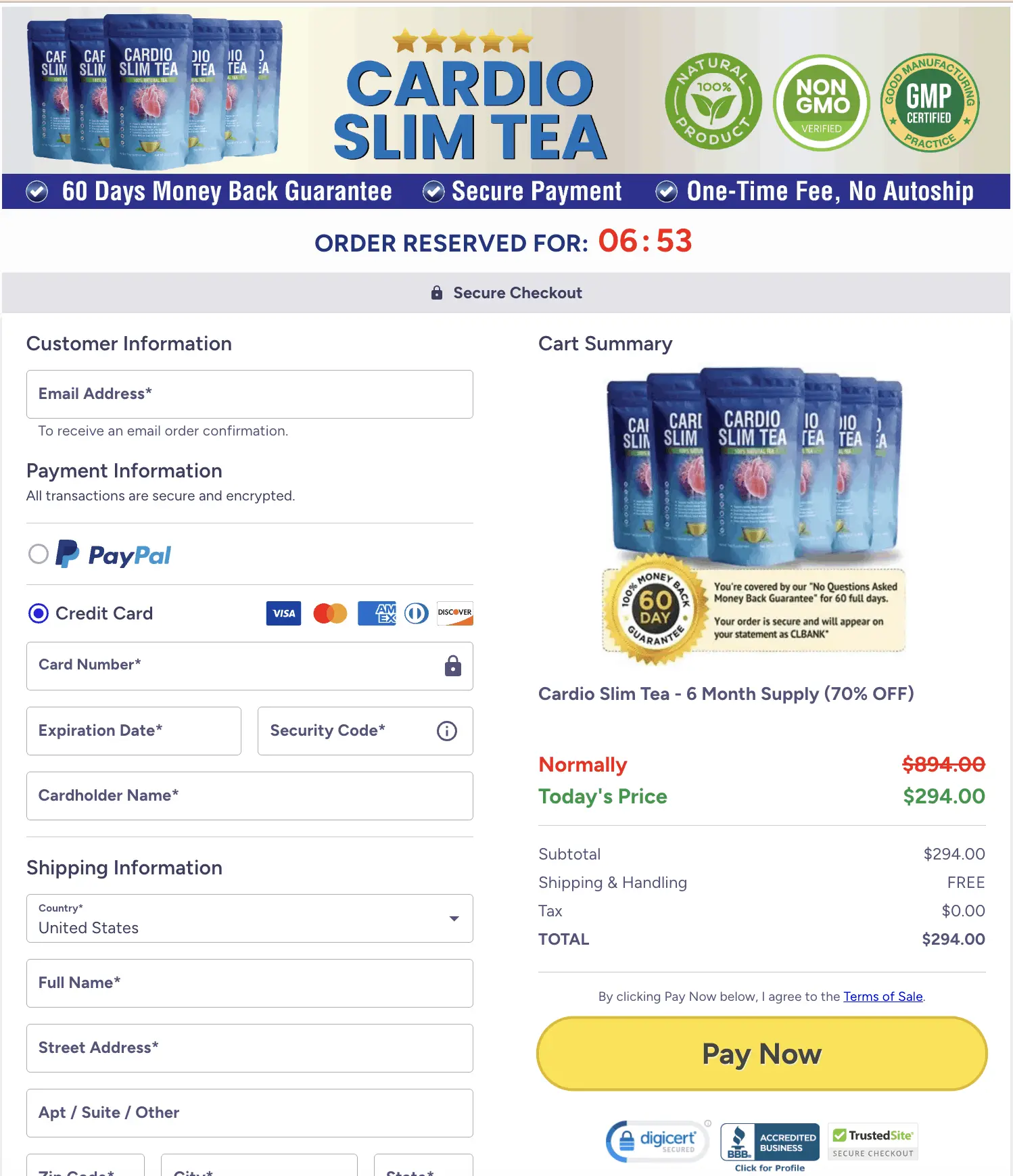 Cardio Slim Tea bottle